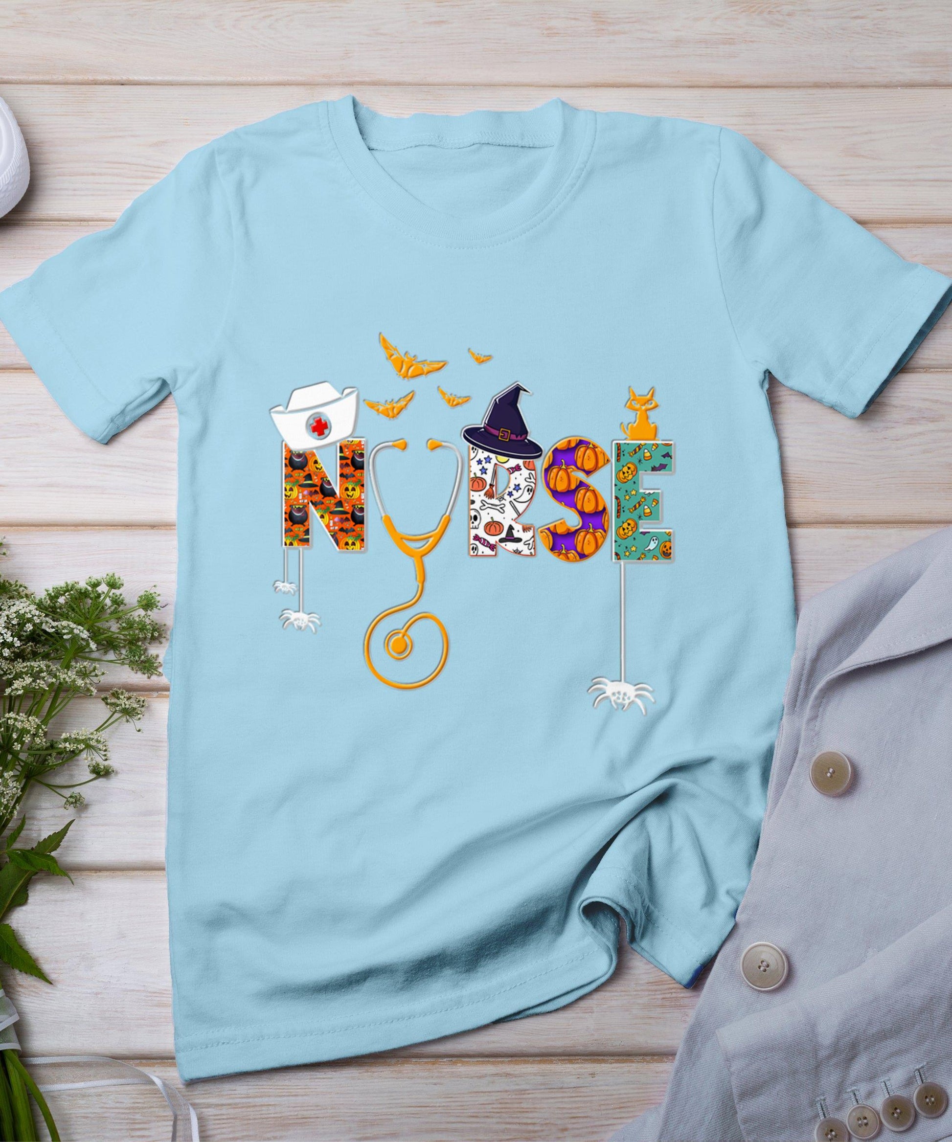 Halloween Nurse Nursing Cute Health Worker Halloween Pattern T-Shirt