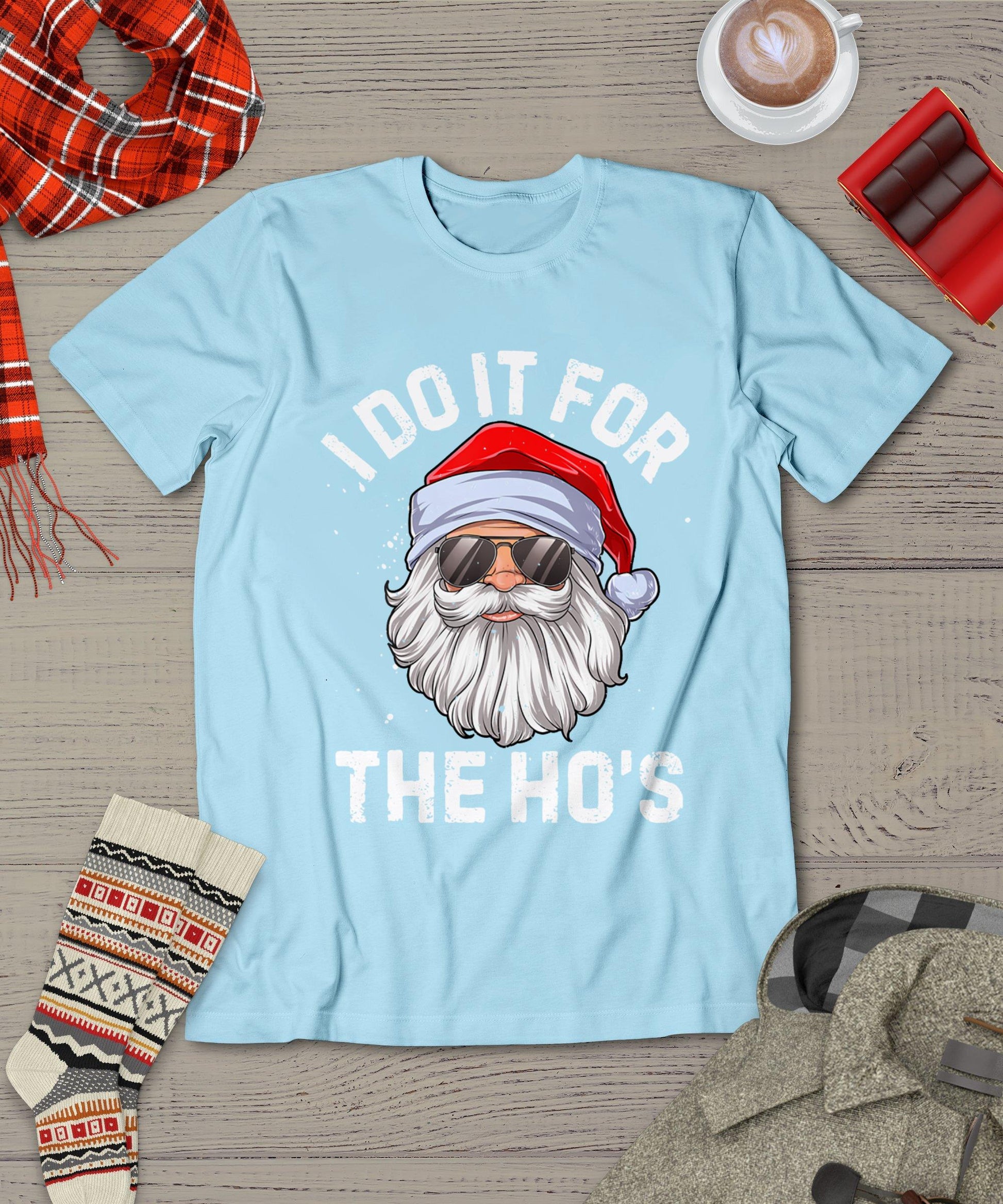 I Do It For The Ho's Funny Inappropriate Christmas Men Santa T-Shirt