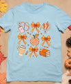 Retro Coquette Bow Teacher Fall Autumn Thanksgiving T-Shirt