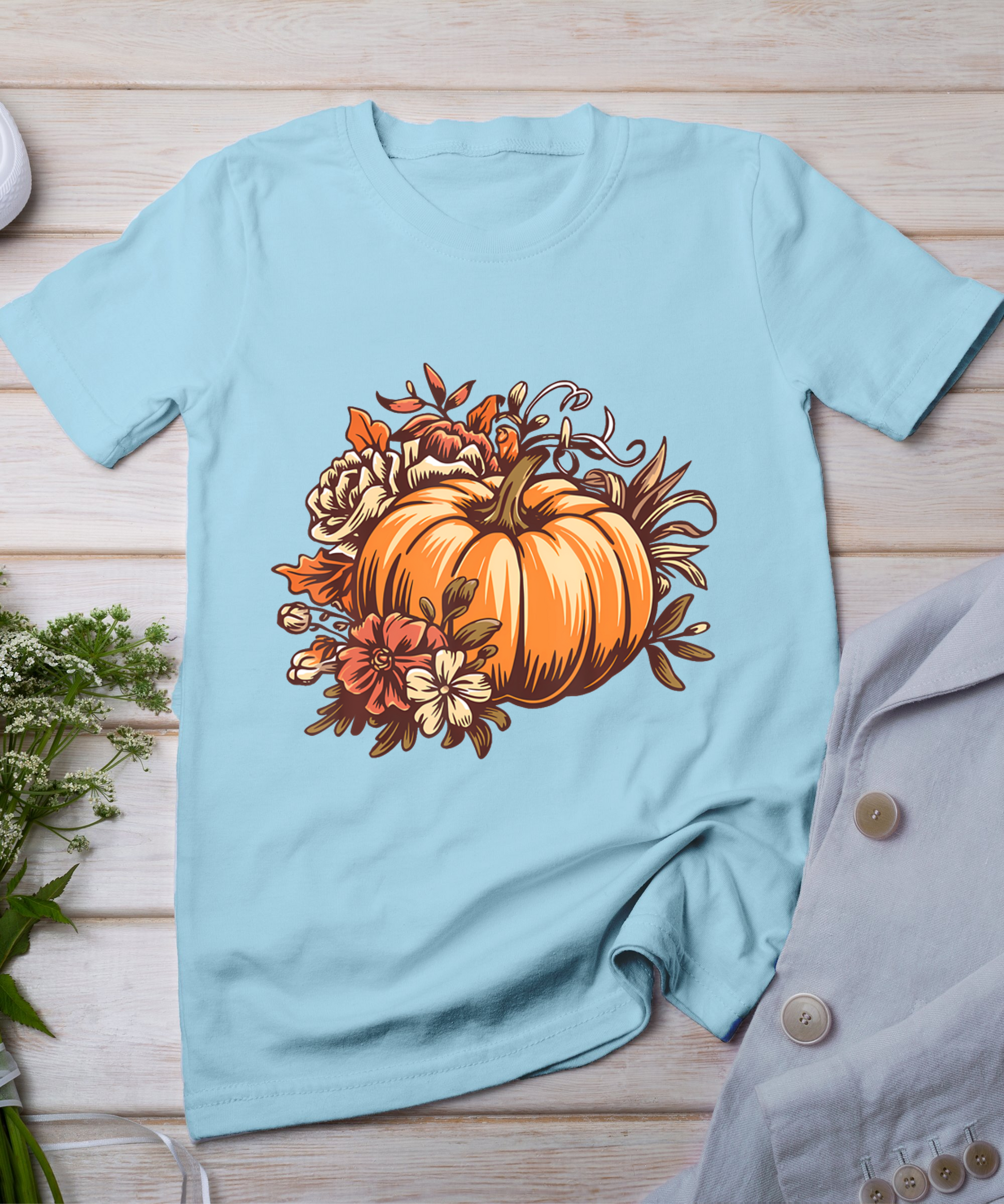 Fall Shirt Women Vintage Pumpkin Autumn Graphic Thanksgiving T-Shirt