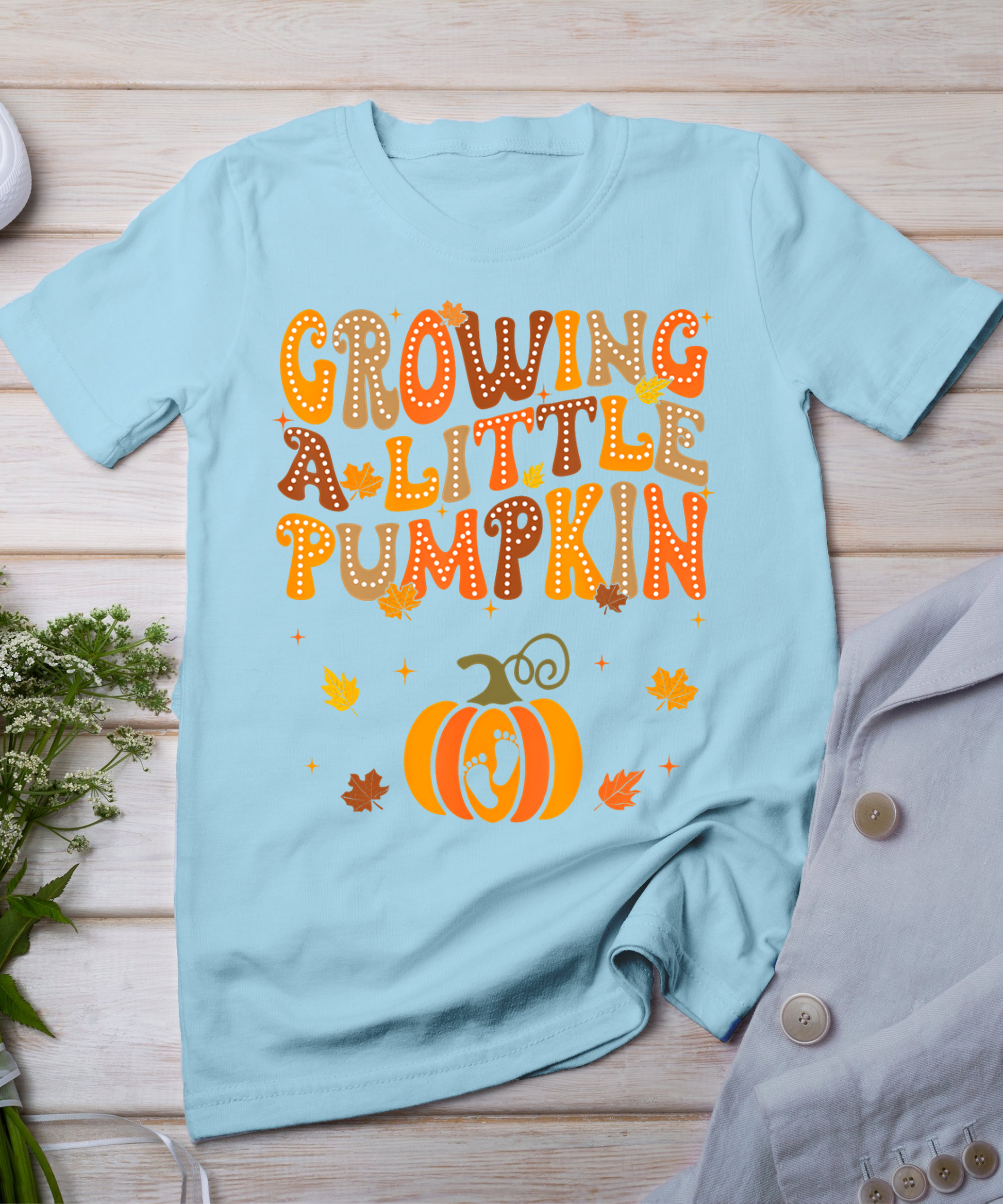 Vintage Growing A Little Pumpkin Thanksgiving Pregnancy T-Shirt