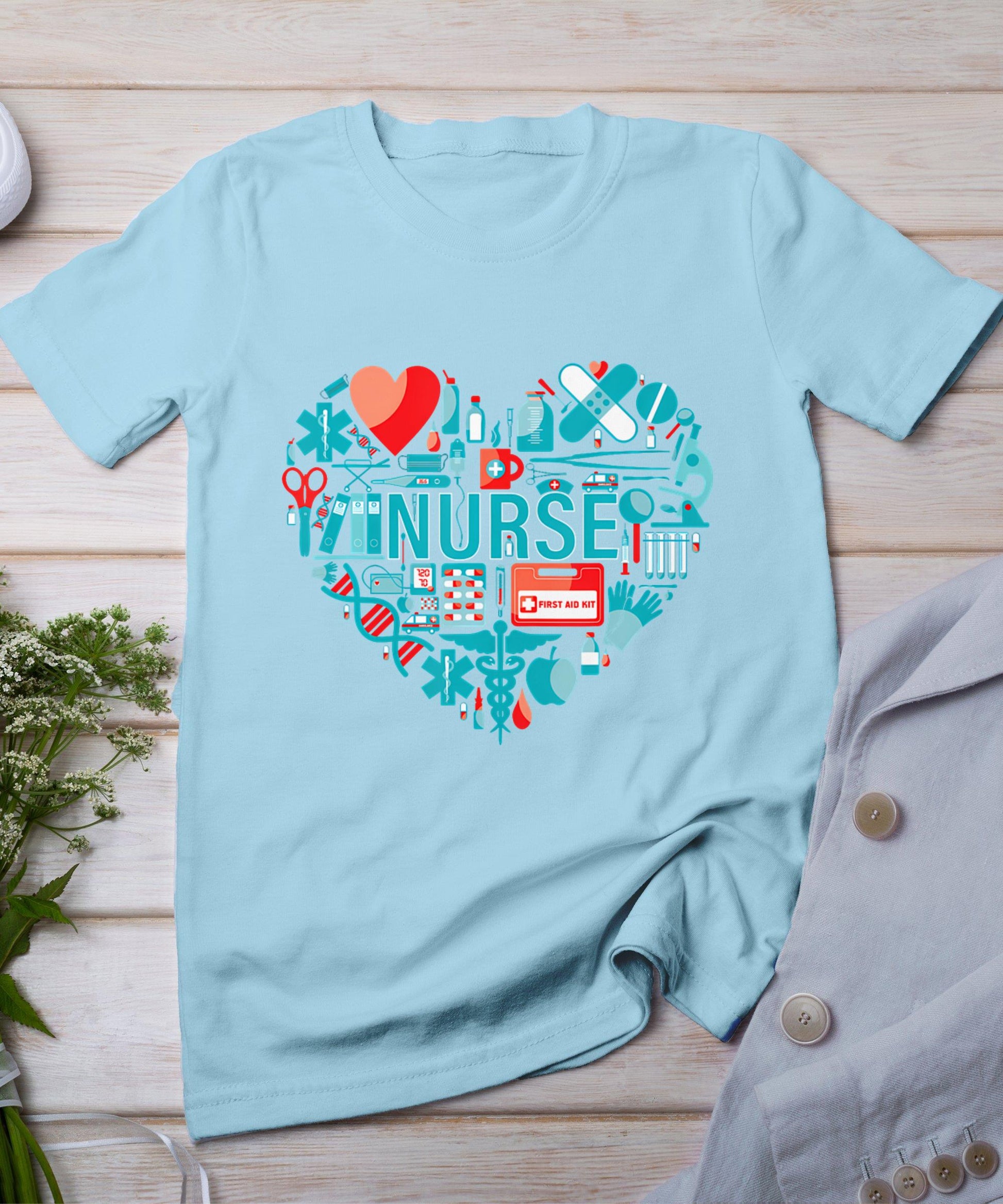 Nurse Love Nursing Student Rn Nurse Heart Cna Women Men Gift T-Shirt