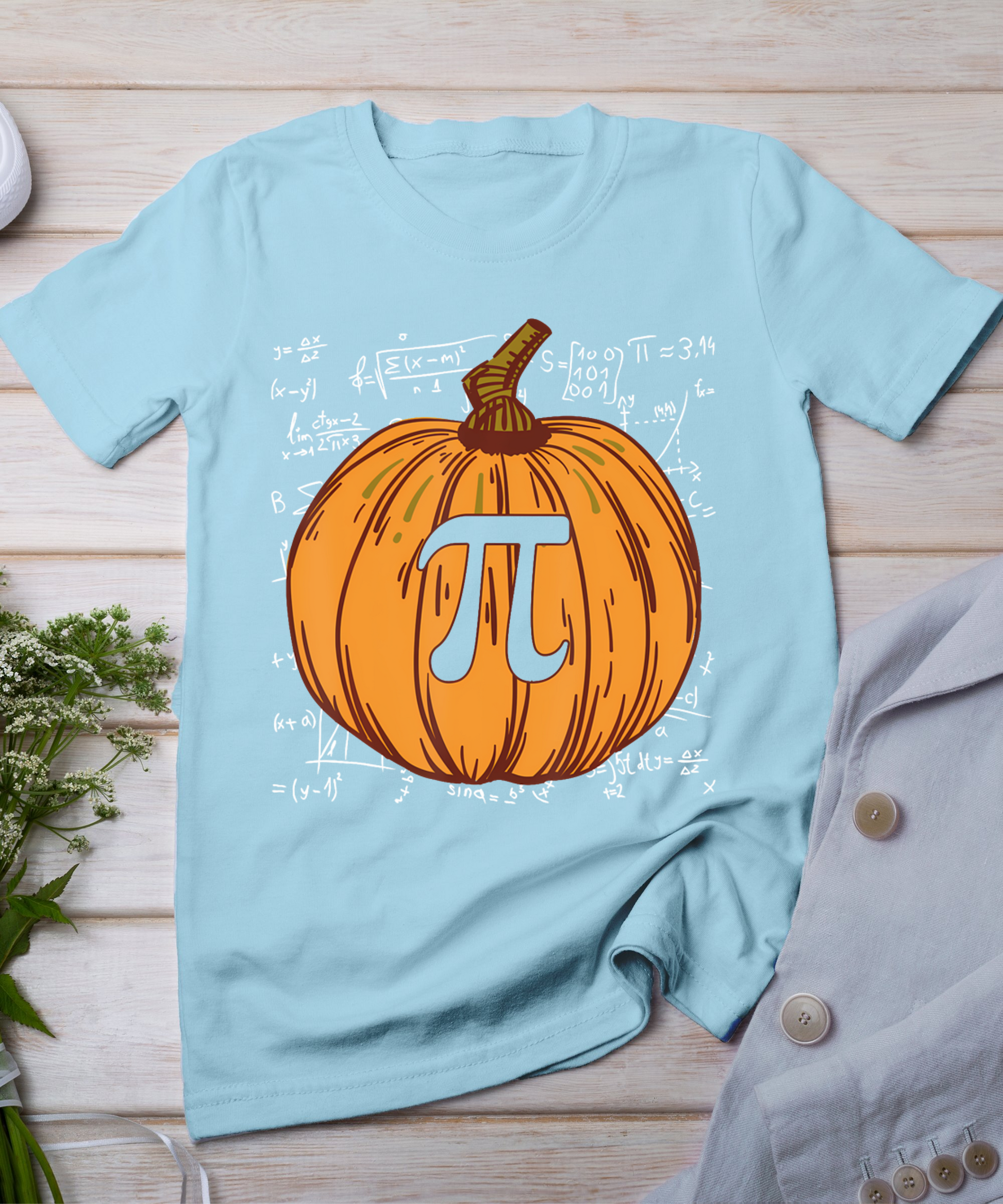 Funny Pumpkin Pie Halloween Fall Thanksgiving Pumpkin Pi T-Shirt