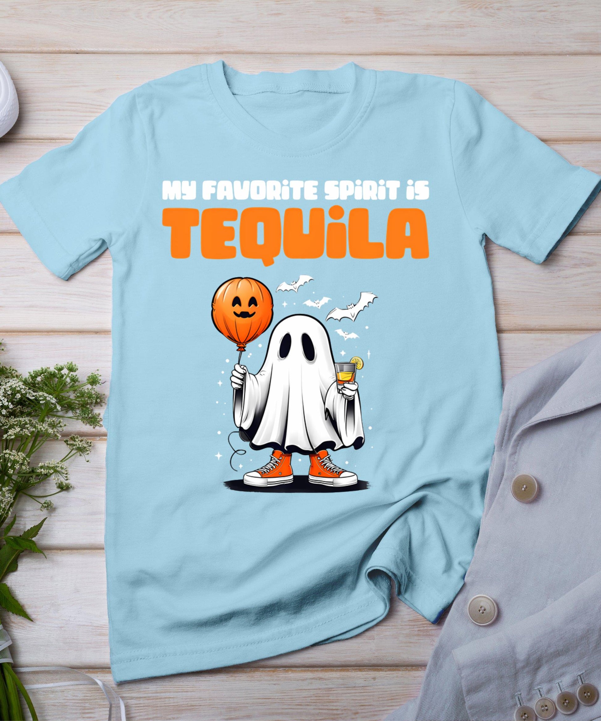 Funny My Favorite Spirit Is Tequila Spooky Halloween Ghost T-Shirt