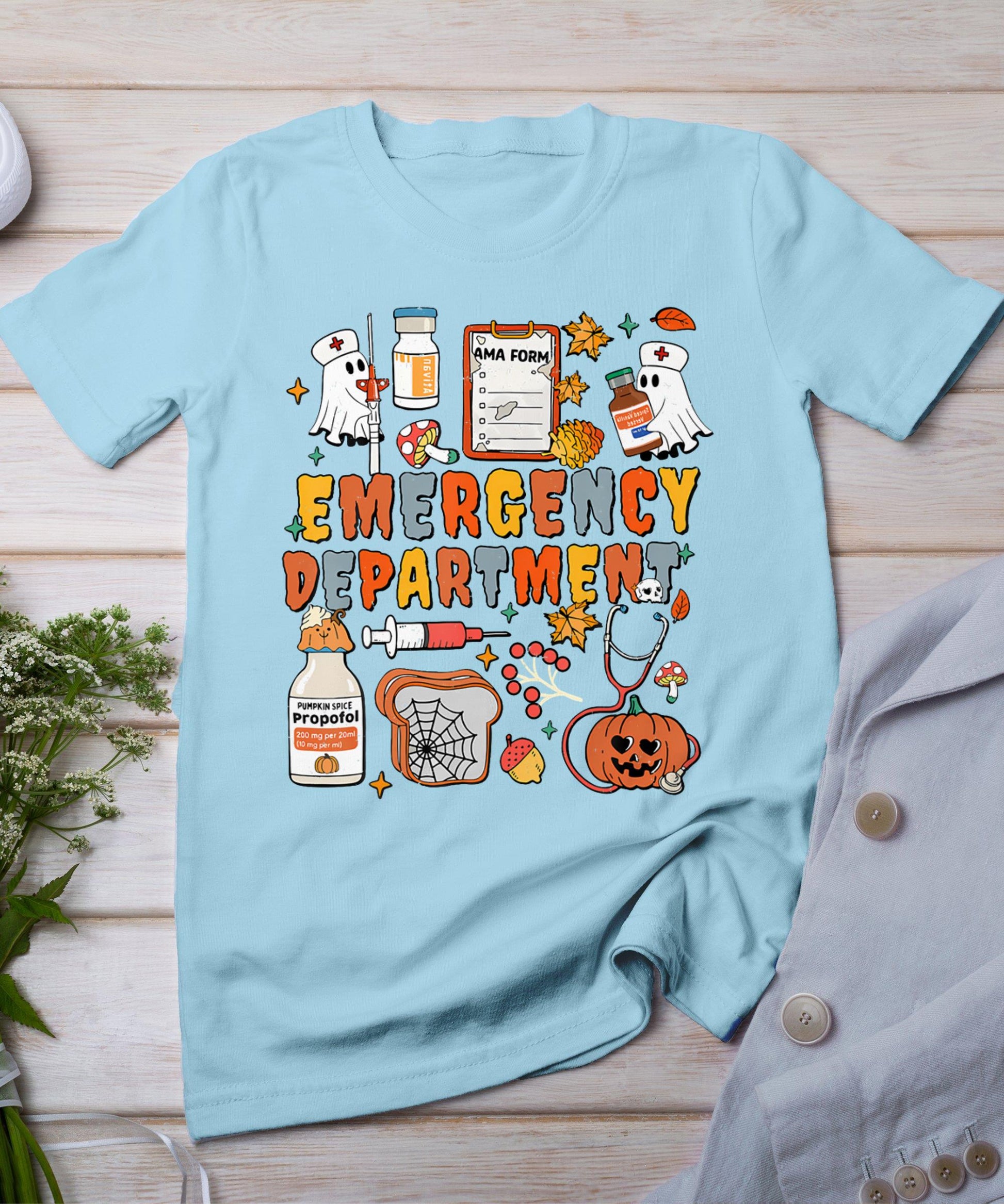 Emergency Department Funny Er Nurse Halloween Spooky Season T-Shirt