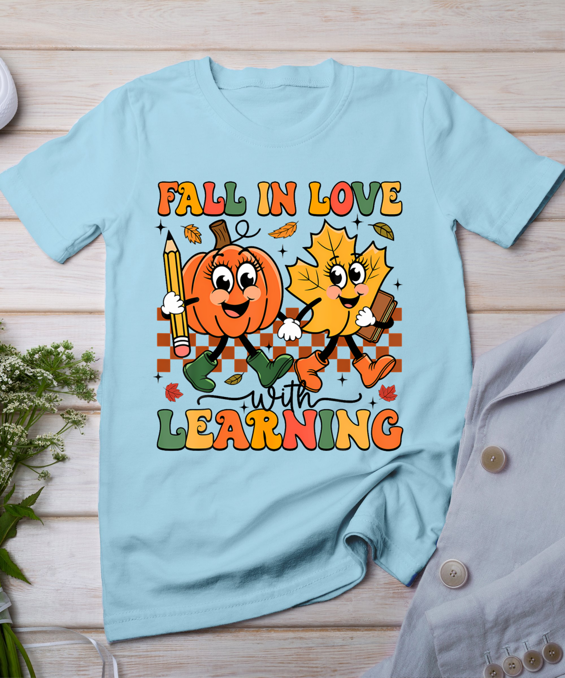 Fall In Love With Learning Thanksgiving Teacher Student T-Shirt