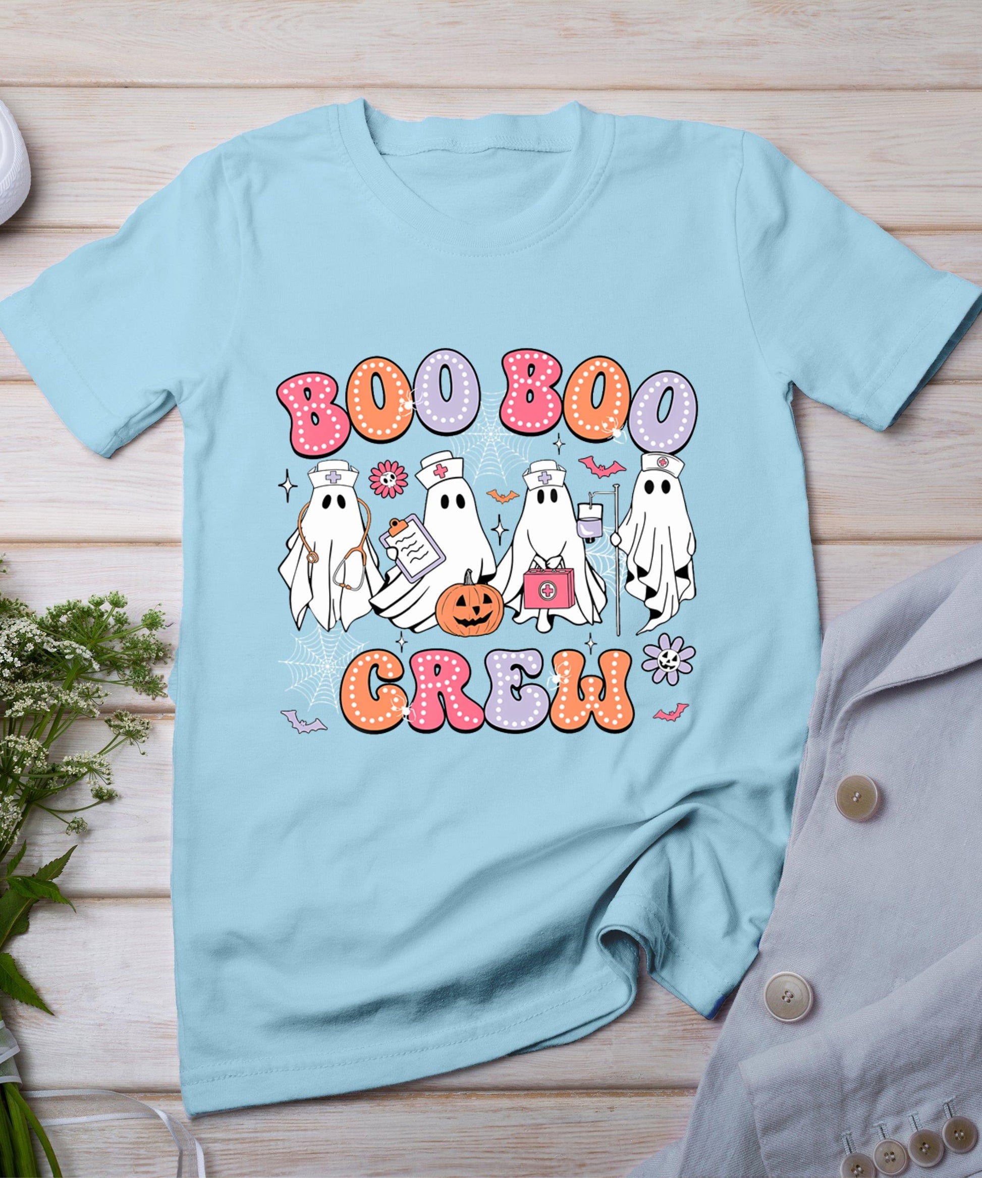 Groovy Boo Boo Crew Nurse Funny Ghost Women Halloween Nurse T-Shirt