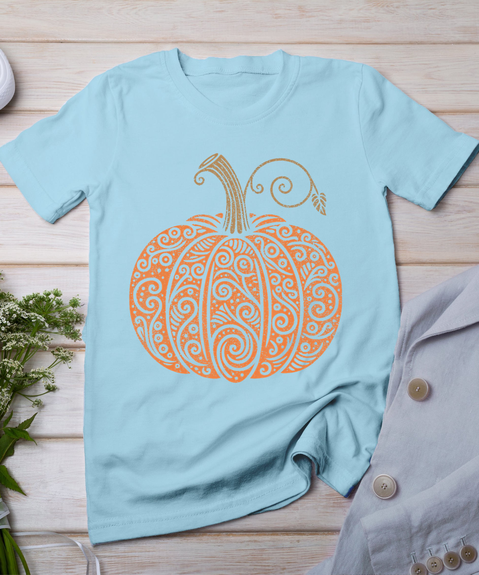 Vintage Pumpkin Women'S Autumn Fall Thanksgiving Halloween T-Shirt