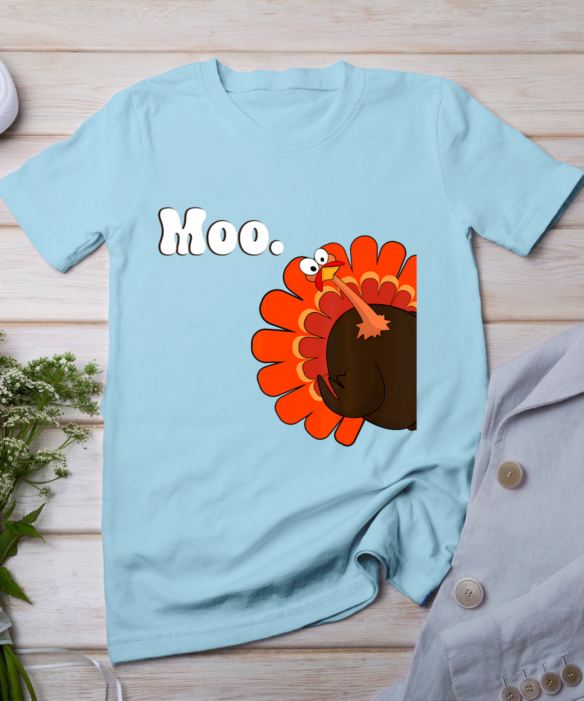 Turkey Moo Funny Thanksgiving T-Shirt