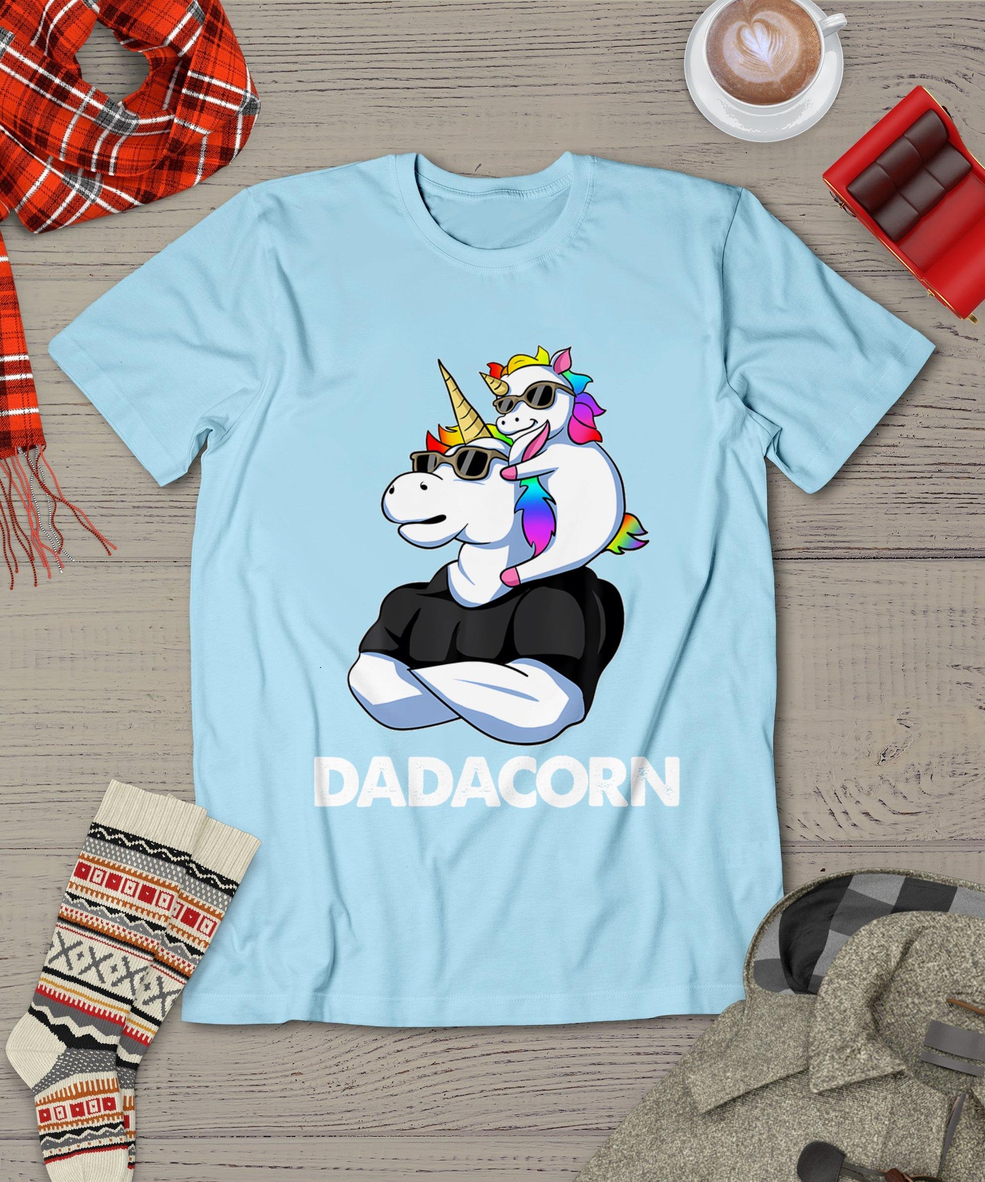 Dadacorn - Unicorn Dad And Baby Christmas Papa Father's Day T-Shirt