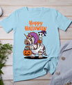 Cute Skeleton Riding Triceratops Happy Halloween Design T-Shirt