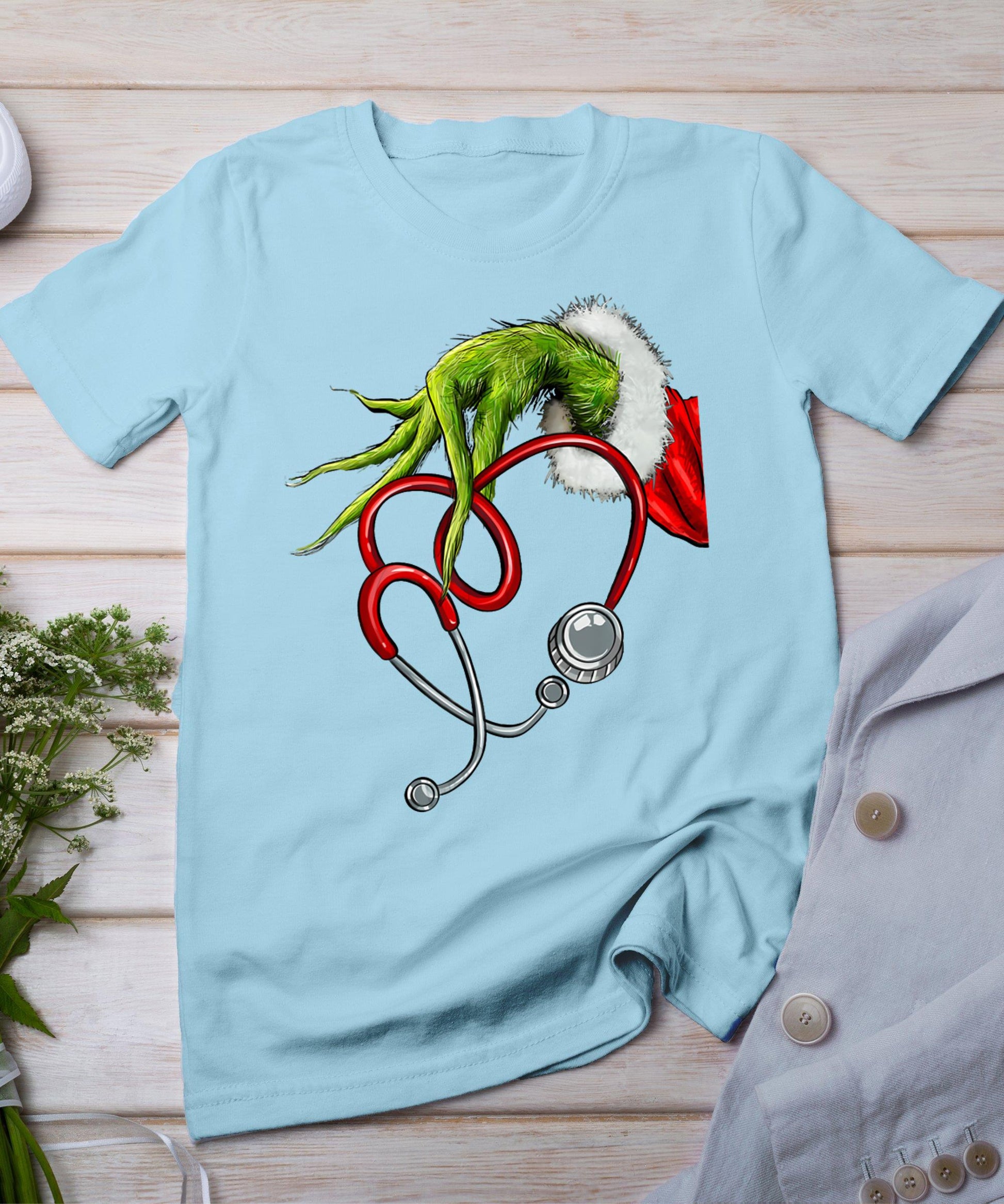 Nurse Funny Merry Christmas Stethoscope Nursing Xmas Pajamas T-Shirt