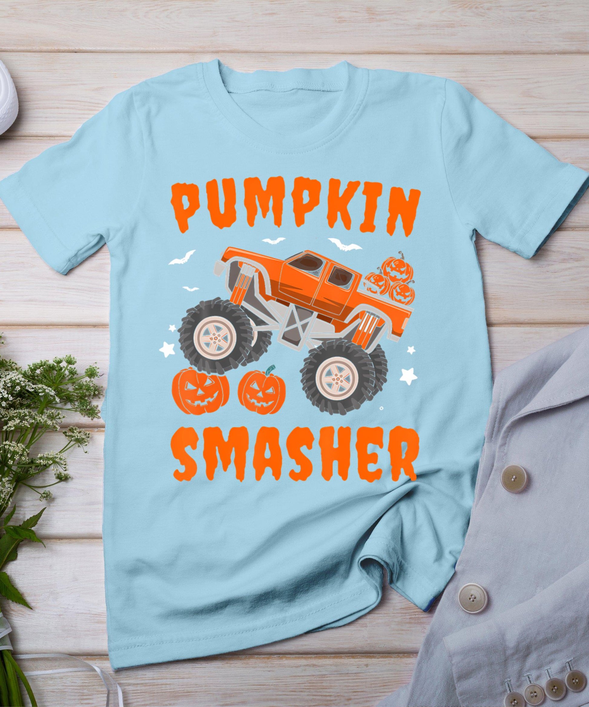 Pumpkin Smasher Toddler Halloween For Monster Truck Lover T-Shirt