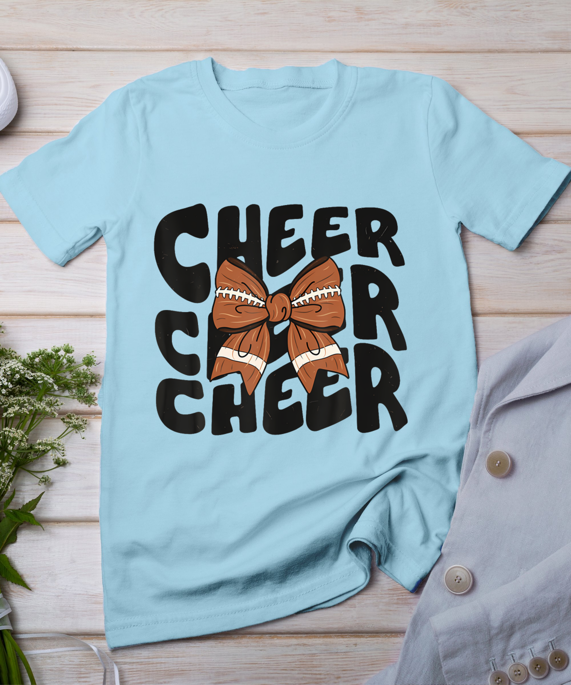 Cheer Coquette Bow American Football Game Day Thanksgiving T-Shirt