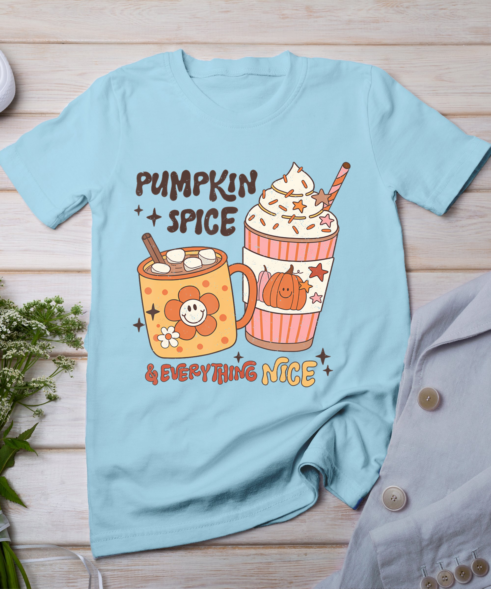 Fall Coffee Pumpkin Spice Latte Iced Warm Cozy Autumn Orange T-Shirt