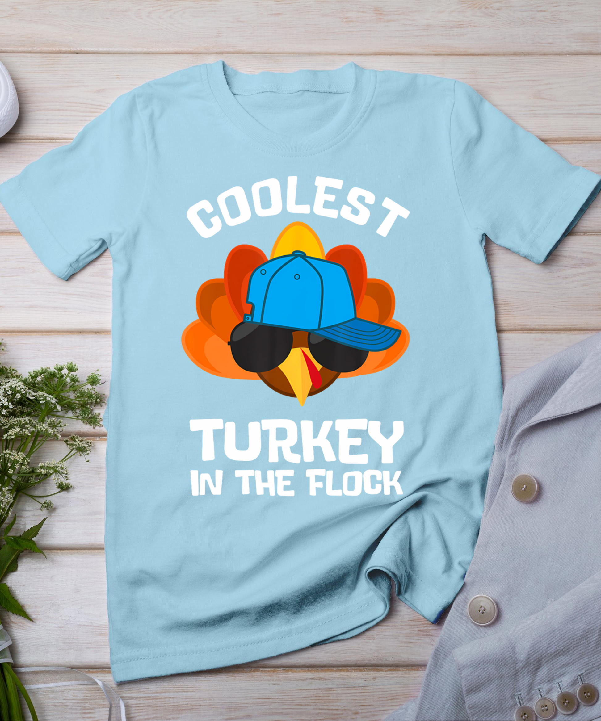 Coolest Turkey - Thanksgiving Toddler Kids Girls Boys Turkey T-Shirt