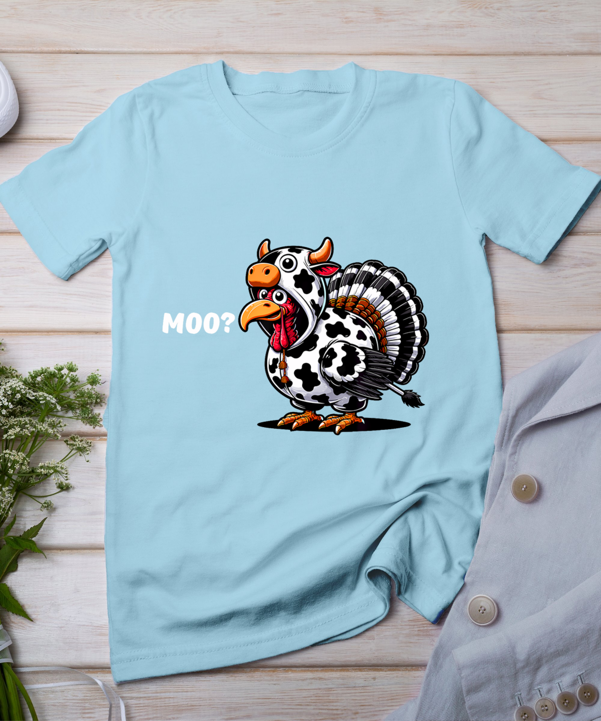 Turkey Moo Funny Thanksgiving T-Shirt