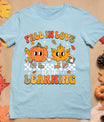 Retro Fall In Love With Learning Autumn Pumpkin Teacher T-Shirt