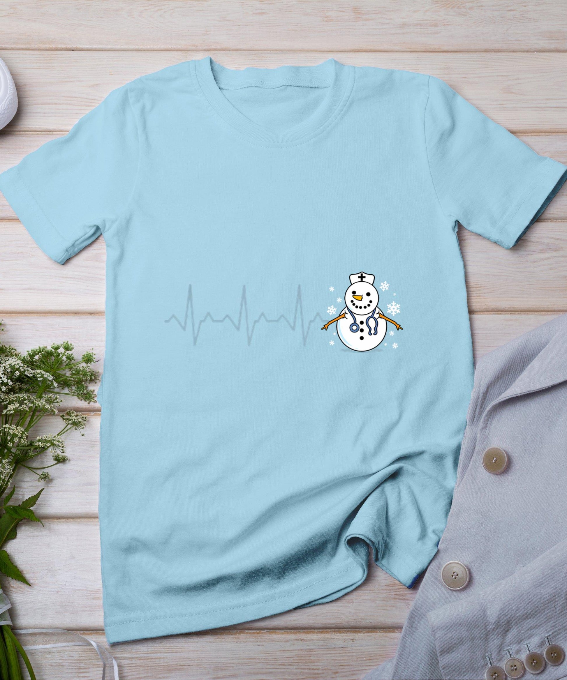 Heartbeat Nurse Snowman Nurse Christmas T-Shirt