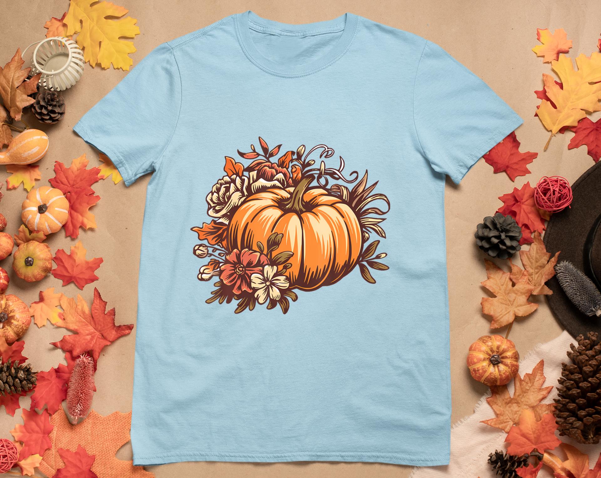 Fall Shirt Women Vintage Pumpkin Autumn Graphic Thanksgiving T-Shirt