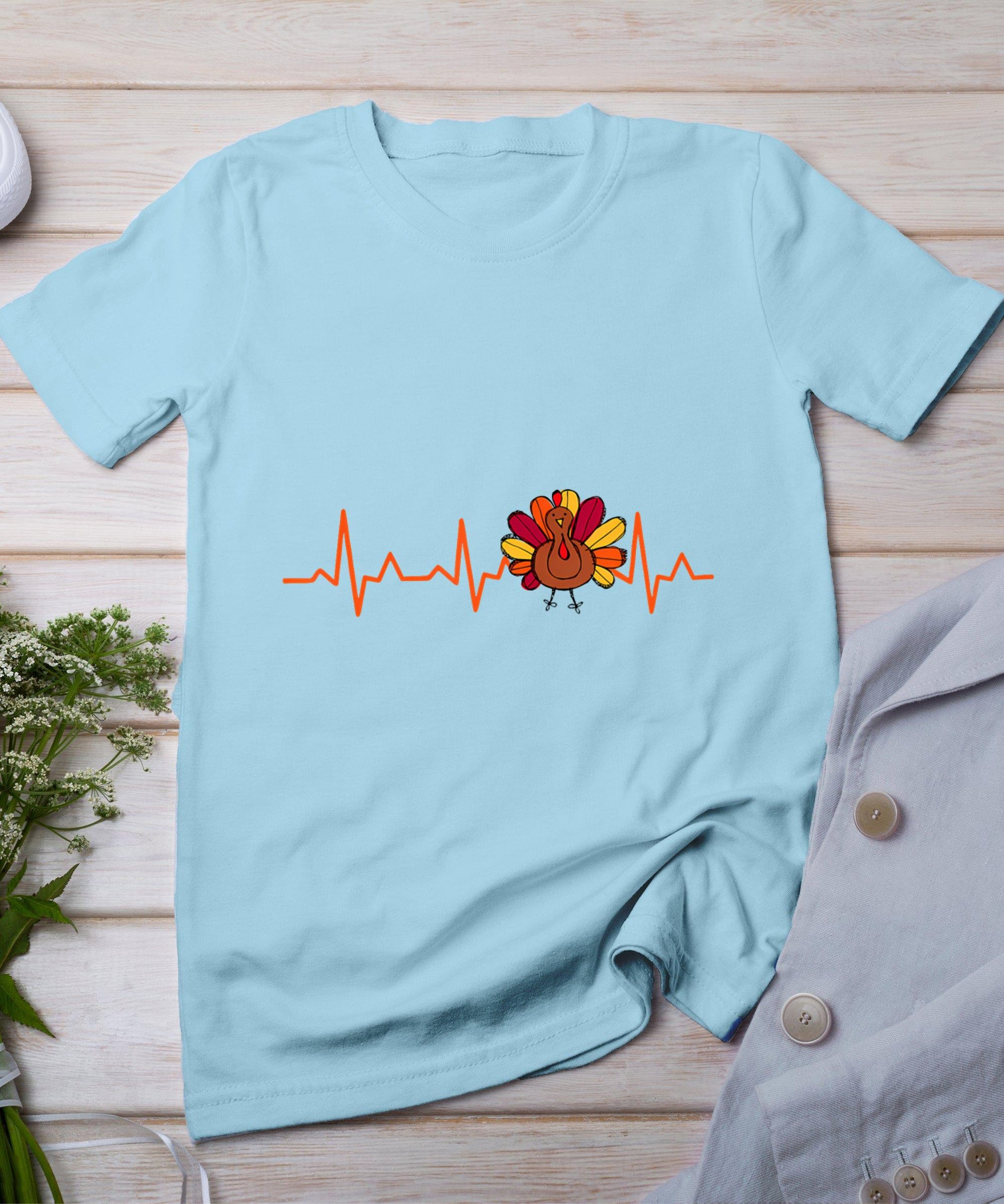 Ekg Heartbeat Turkey Nurse Nursing School Fall Thanksgiving T-Shirt