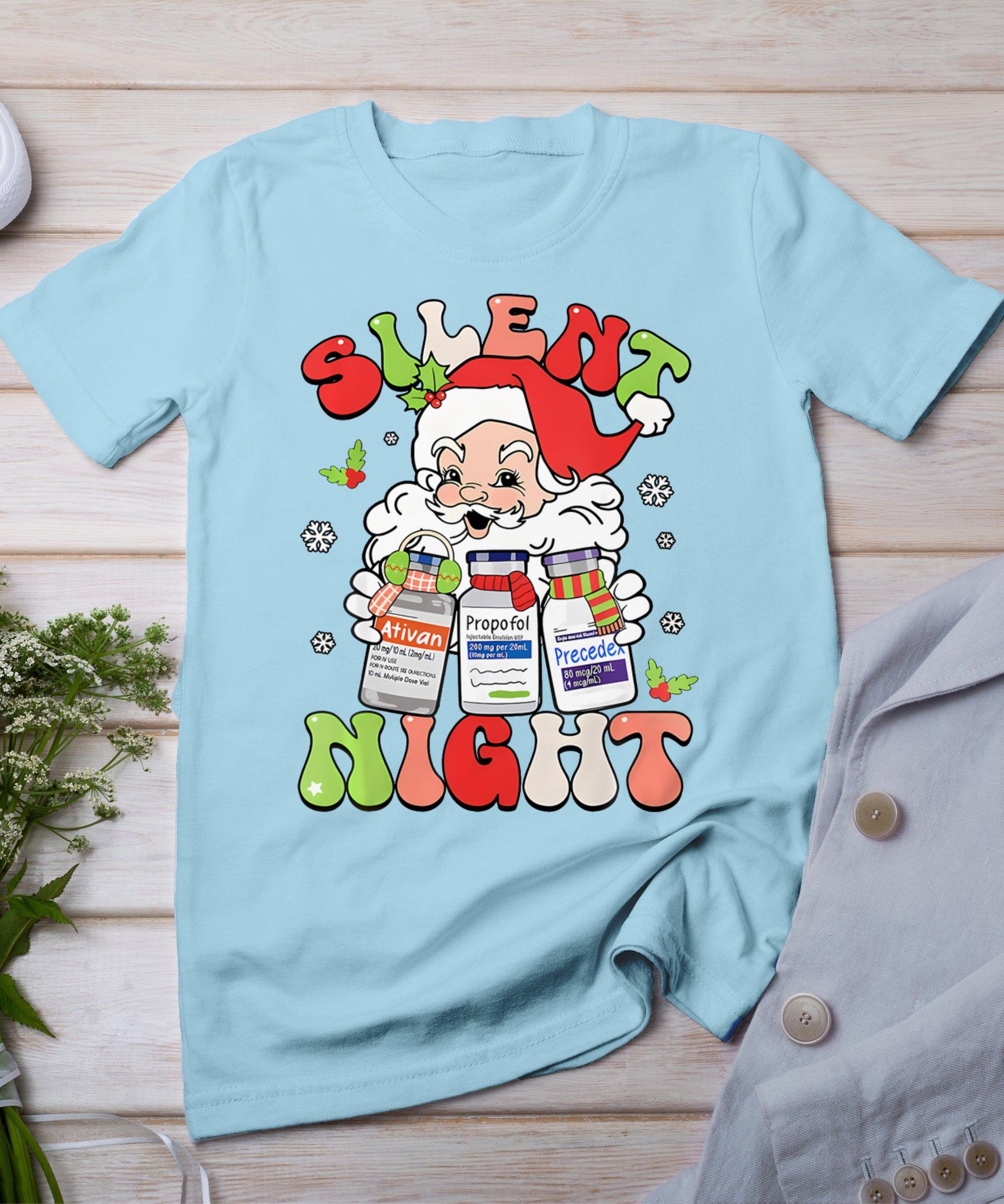 Retro Silent Night Icu Nurse Christmas Intensive Care Unit T-Shirt