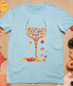 Glass Of Wine Maple Leaf Autumn Fall Funny Drink Wine Lovers T-Shirt