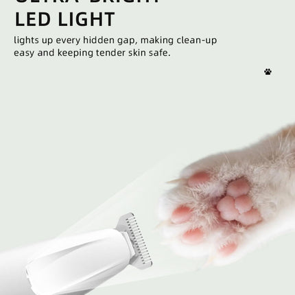 LED Light Pet Hair Trimmer, Multifunctional Rechargeable Electric Dog Clippers for Trimming Eyes Ears Face and Rump, Silent Electric Pet Hair Trimmer for Small Dogs and Cats