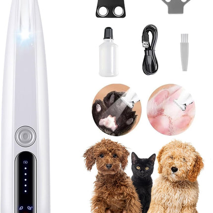 LED Light Pet Hair Trimmer, Multifunctional Rechargeable Electric Dog Clippers for Trimming Eyes Ears Face and Rump, Silent Electric Pet Hair Trimmer for Small Dogs and Cats