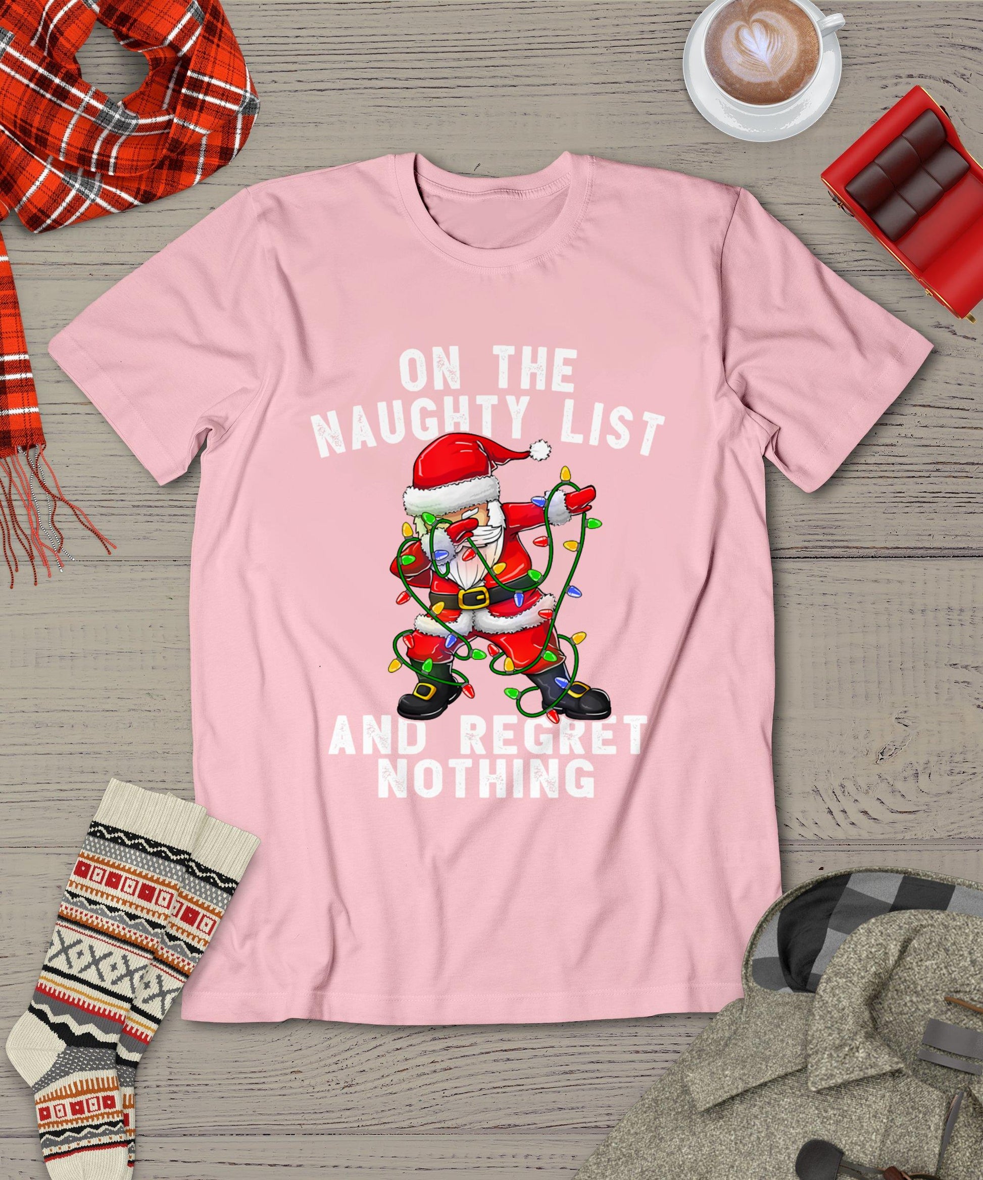 On The Naughty List And I Regret Nothing Shirt Dabbing Santa T-Shirt