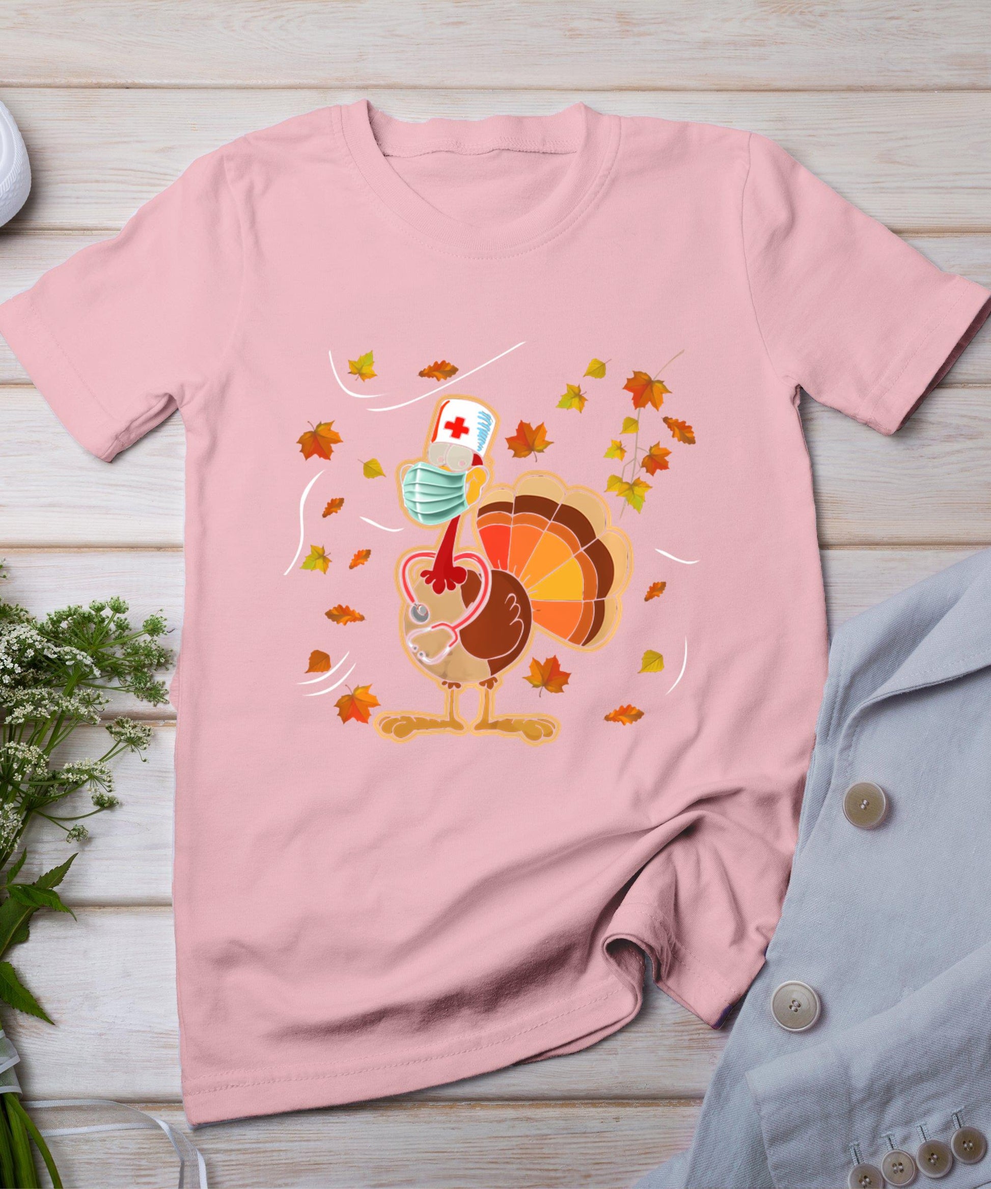 Thanksgiving Scrub Tops Women Turkey Nurse Holiday Nursing T-Shirt