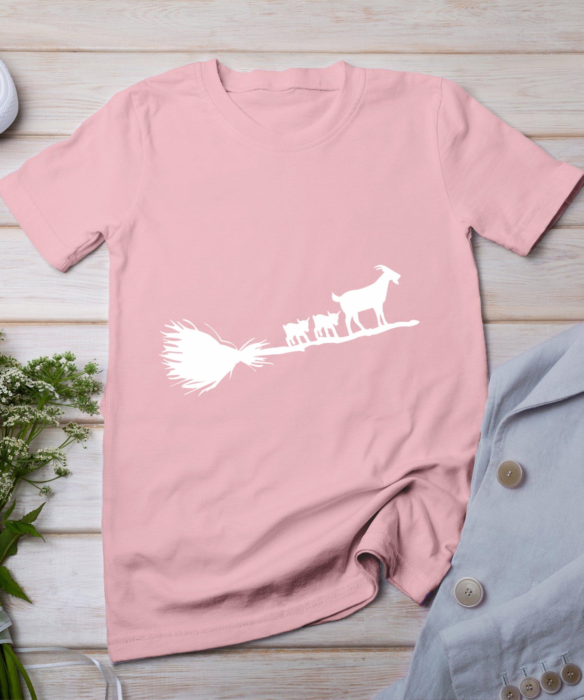 Flying Halloween Goats With Baby Goat T-Shirt