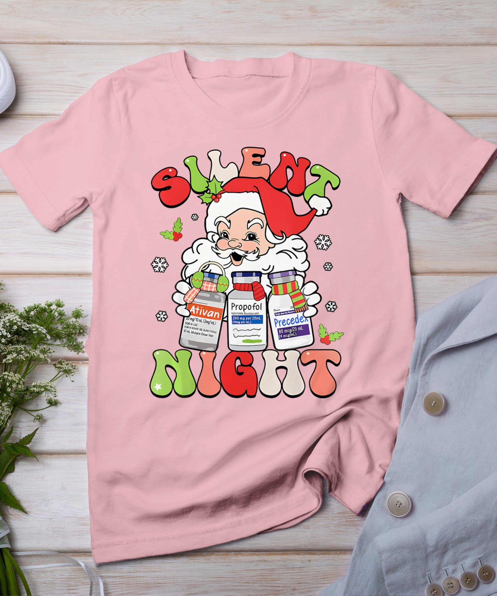 Retro Silent Night Icu Nurse Christmas Intensive Care Unit T-Shirt