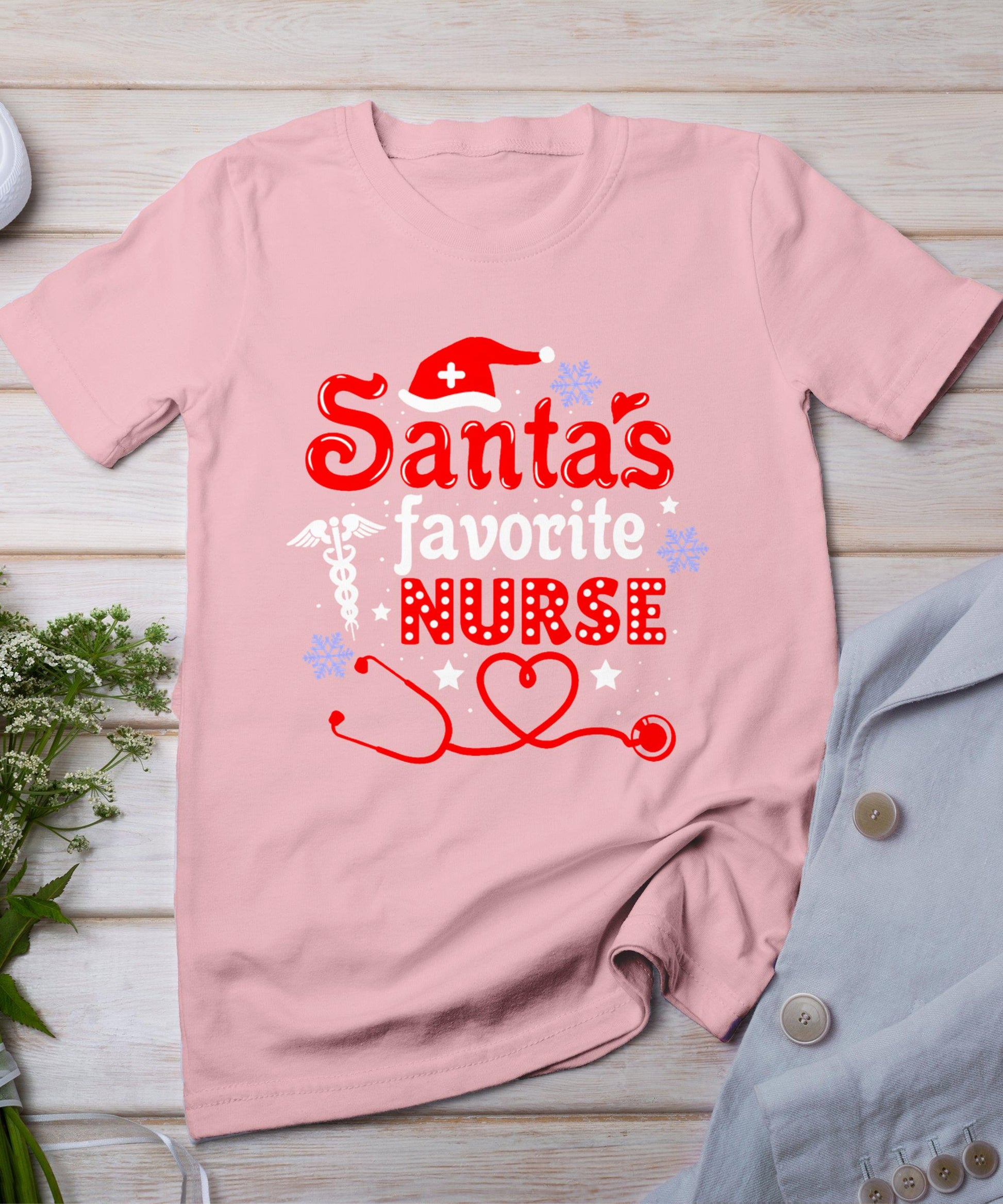 Santa's Favorite Nurse Christmas T-Shirt