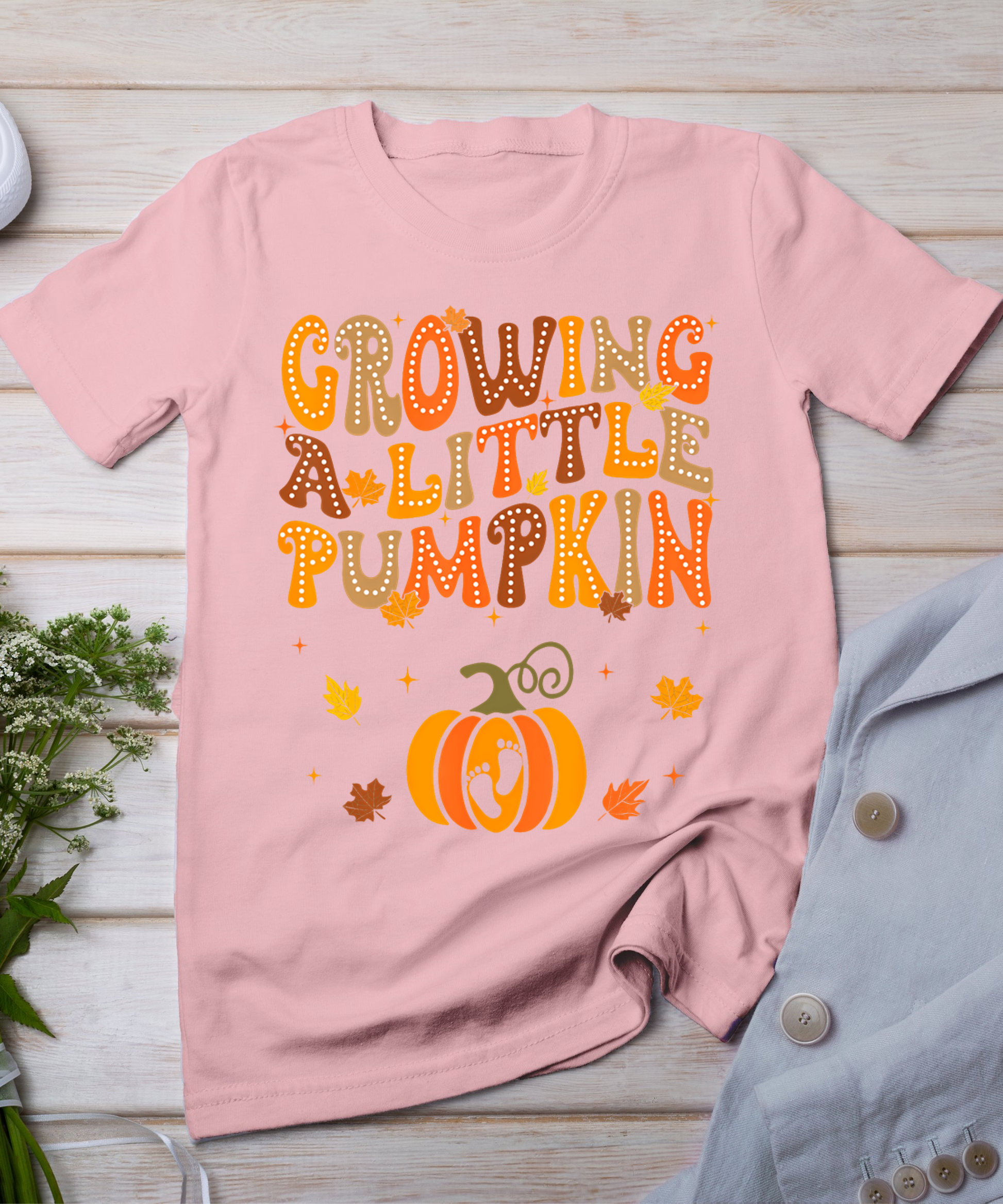 Vintage Growing A Little Pumpkin Thanksgiving Pregnancy T-Shirt