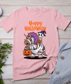 Cute Skeleton Riding Triceratops Happy Halloween Design T-Shirt