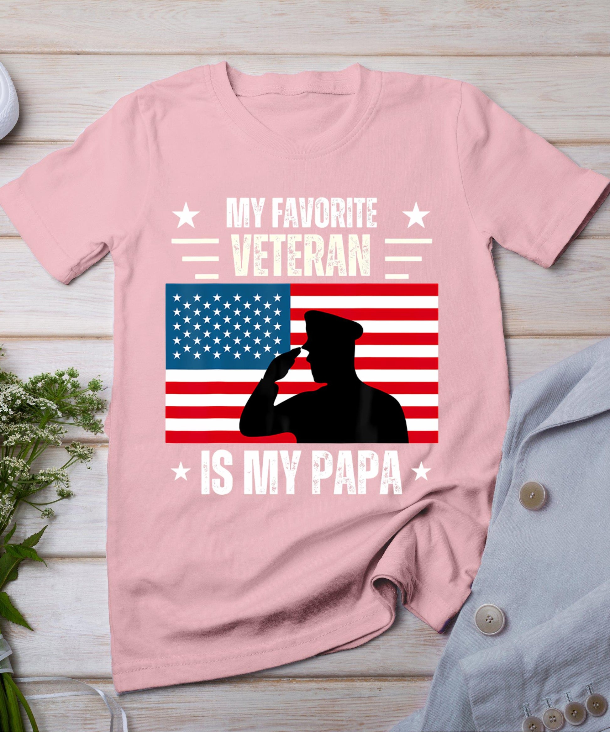 Veterans Day Military My Favorite Veteran Is My Papa Kids T-Shirt