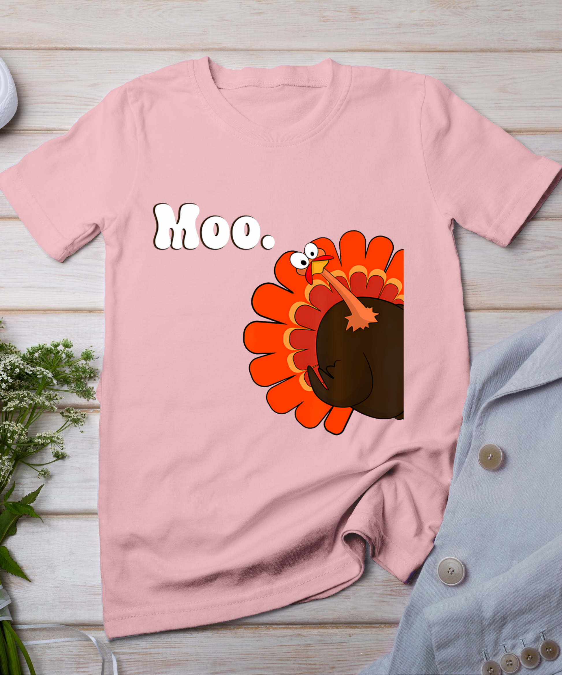 Turkey Moo Funny Thanksgiving T-Shirt