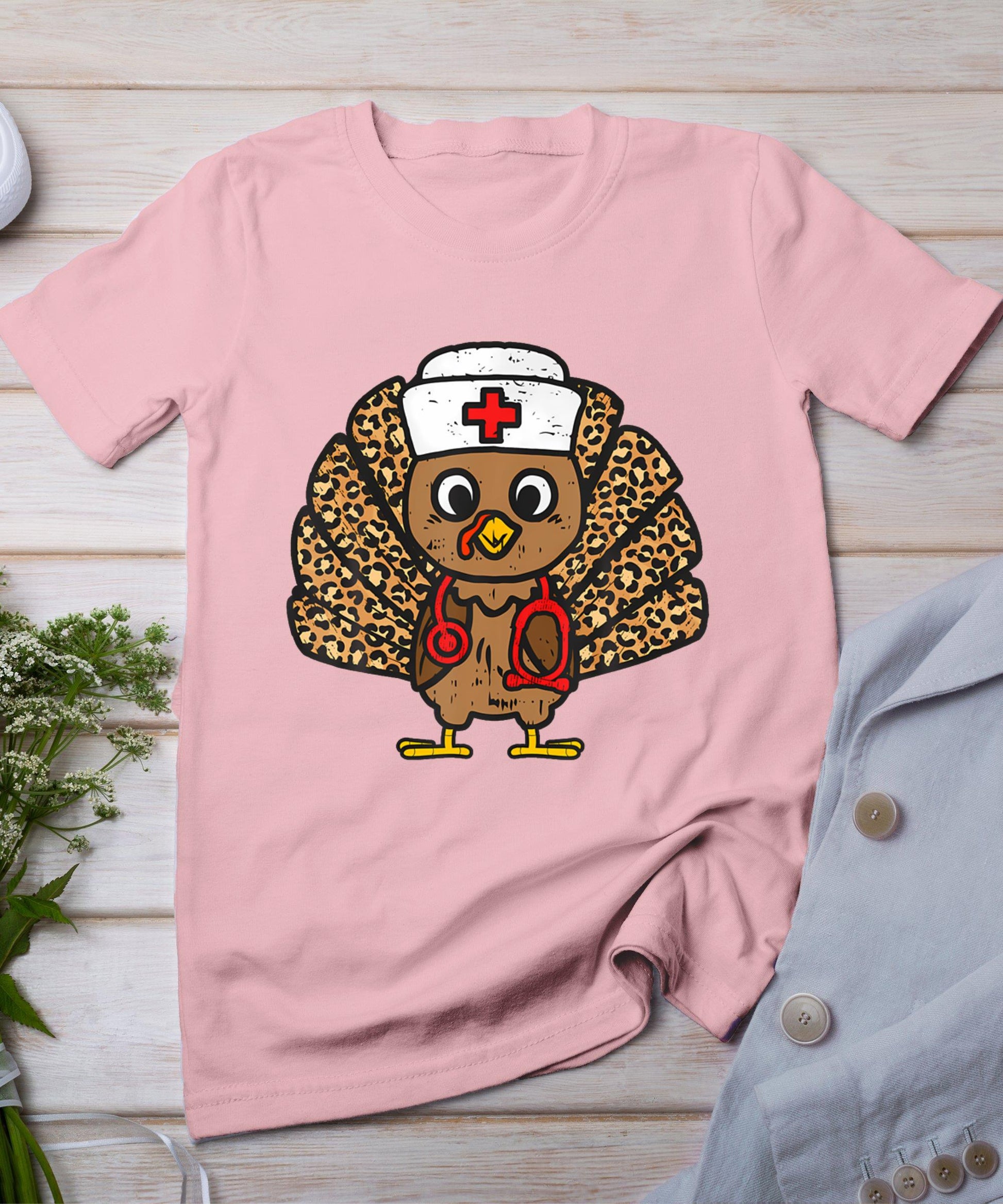 Turkey Nurse Stethoscope Thanksgiving Nurse Turkey Autumn T-Shirt