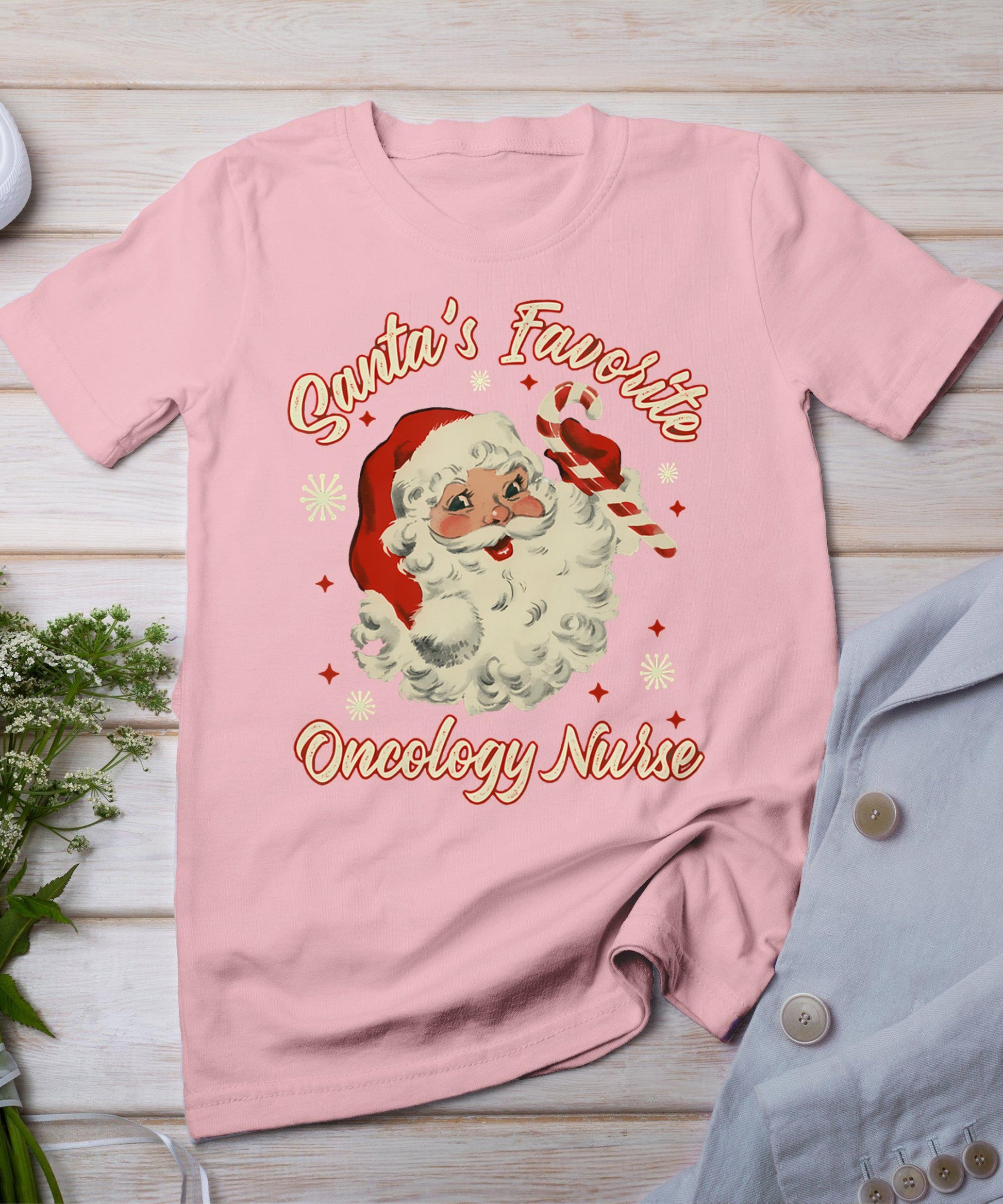 Santa's Favorite Oncology Nurse Vintage Christmas Chemo T-Shirt