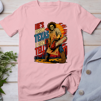 Hes from Texas I Can Tell Funny Skeleton Halloween Meme Men T-Shirt
