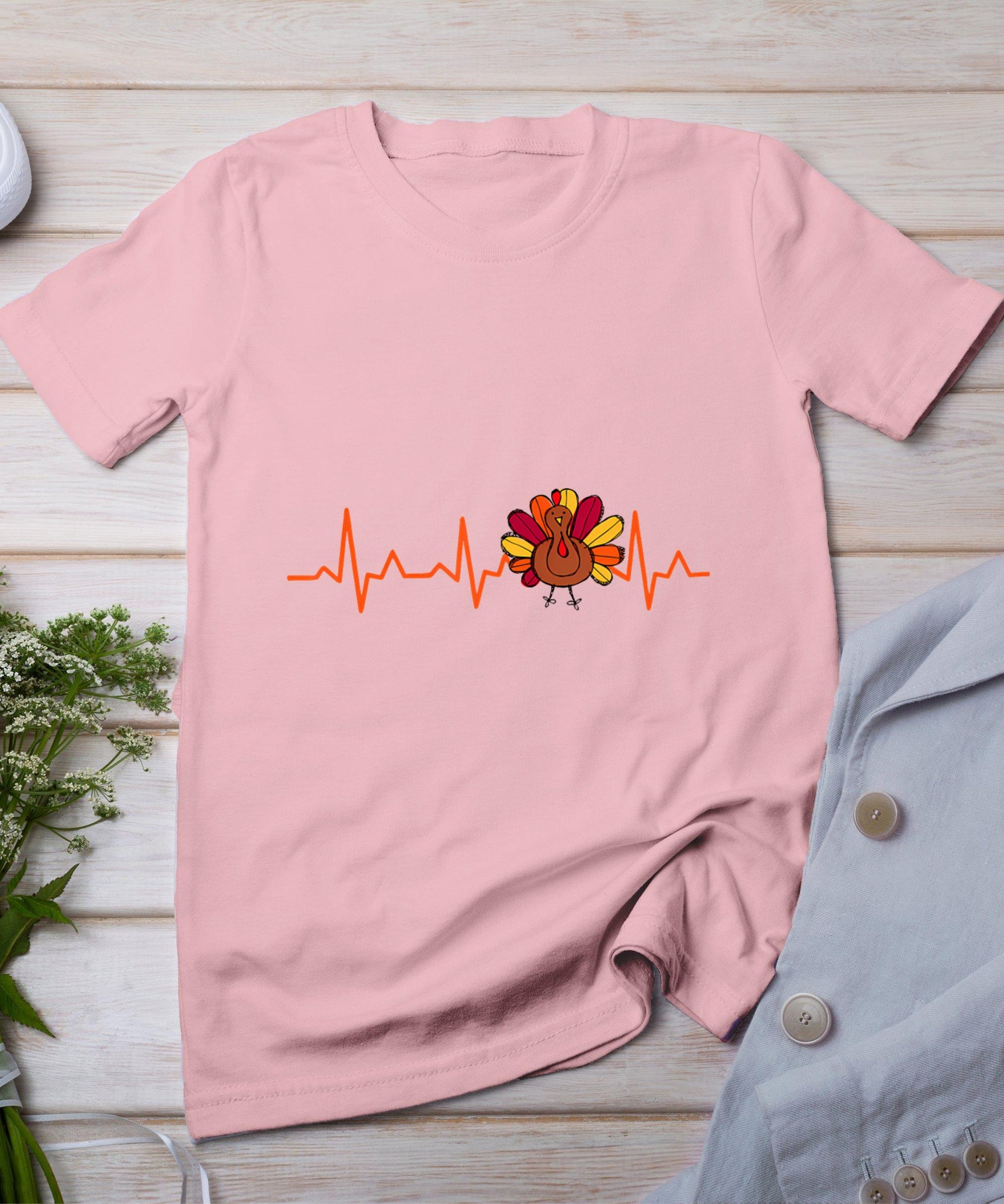 Ekg Heartbeat Turkey Nurse Nursing School Fall Thanksgiving T-Shirt