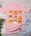 Coquette Bow Pumpkin Season Thanksgiving Autumn Fall Leaves T-Shirt