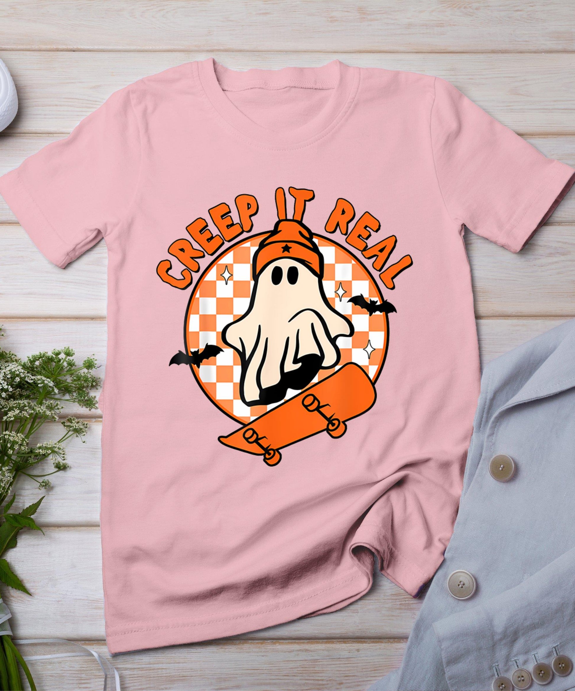 Vintage Retro Halloween Creep It Real Ghost Boy Fall Season T-Shirt