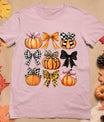 Cute Coquette Bows Pumpkin Season Halloween Autumn Fall T-Shirt