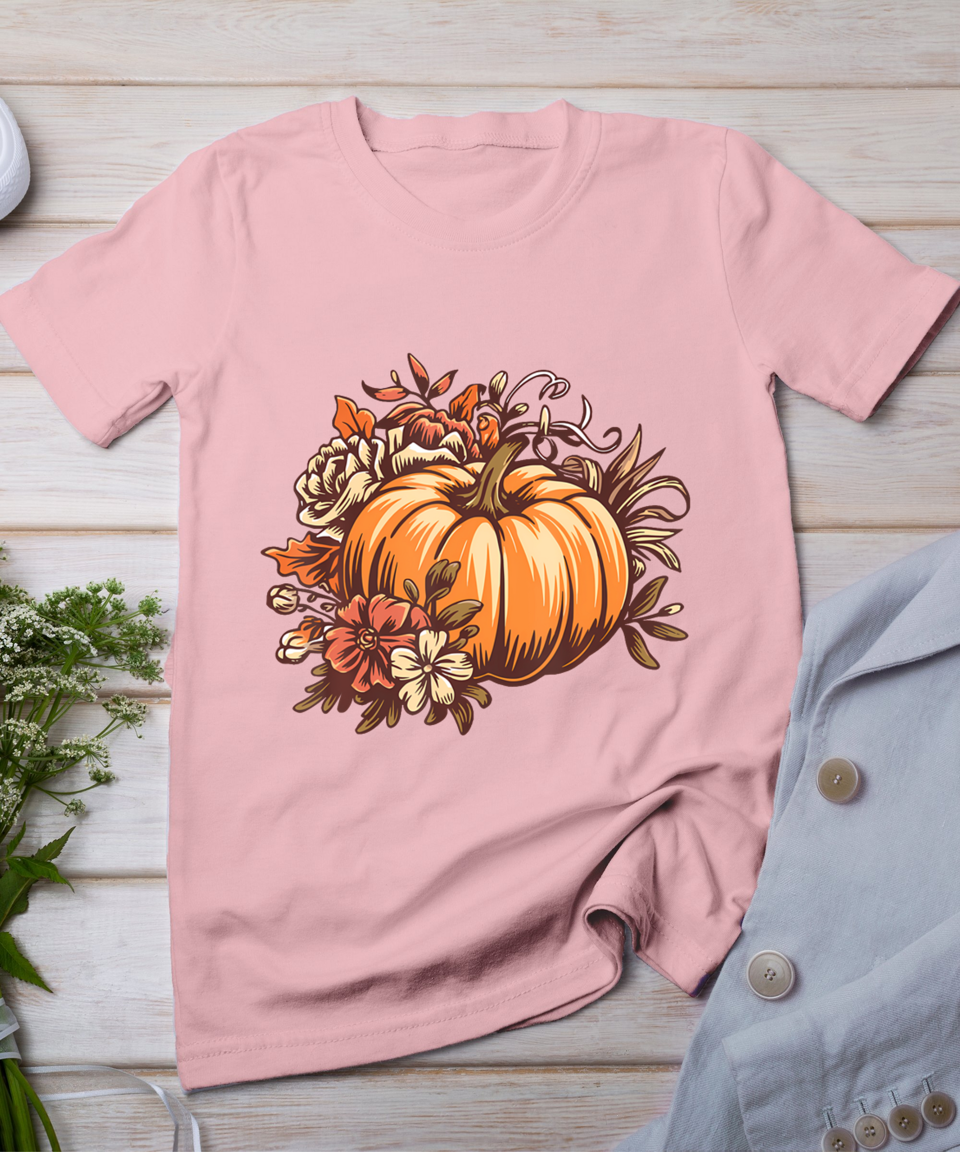 Fall Shirt Women Vintage Pumpkin Autumn Graphic Thanksgiving T-Shirt