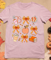 Retro Coquette Bow Teacher Fall Autumn Thanksgiving T-Shirt