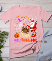 Happy Hallothanksmas Skeleton Pumpkin Turkey Santa Dancing T-Shirt