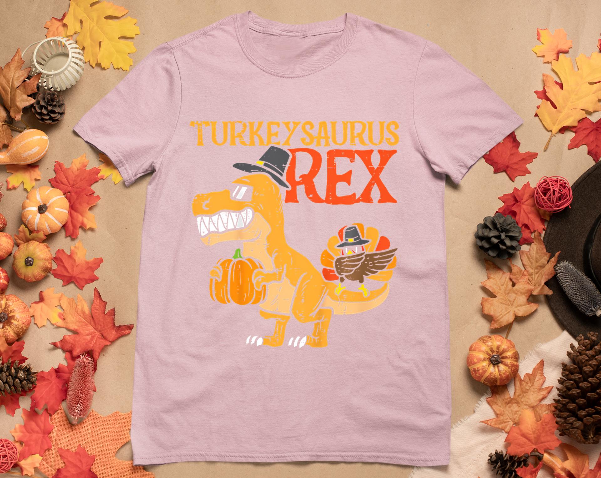 Turkeysaurus Rex Dab Turkey Dino Toddler Boys Thanksgiving T-Shirt