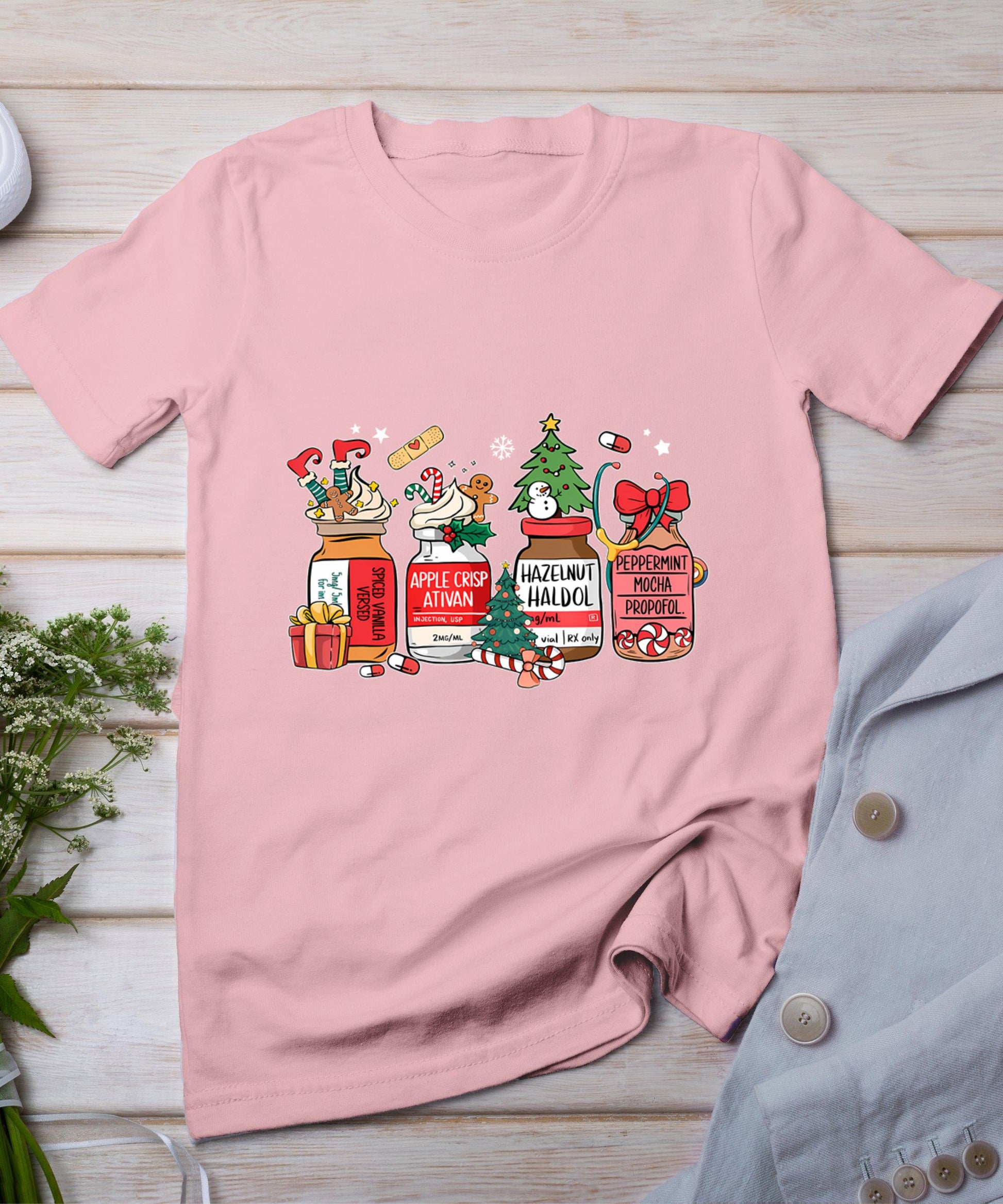 Christmas Nurse Funny Peppermint Mocha Propofol Er Ed Icu Rn T-Shirt